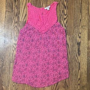 Y2K Lucky Brand Crochet Pink Sleeveless Women’s Top